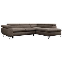 ECKSOFA PEDRO L Braun Velvet - Rechts Seite - Schwarz/Braun, Textil/Metall (273/208cm) - MKS