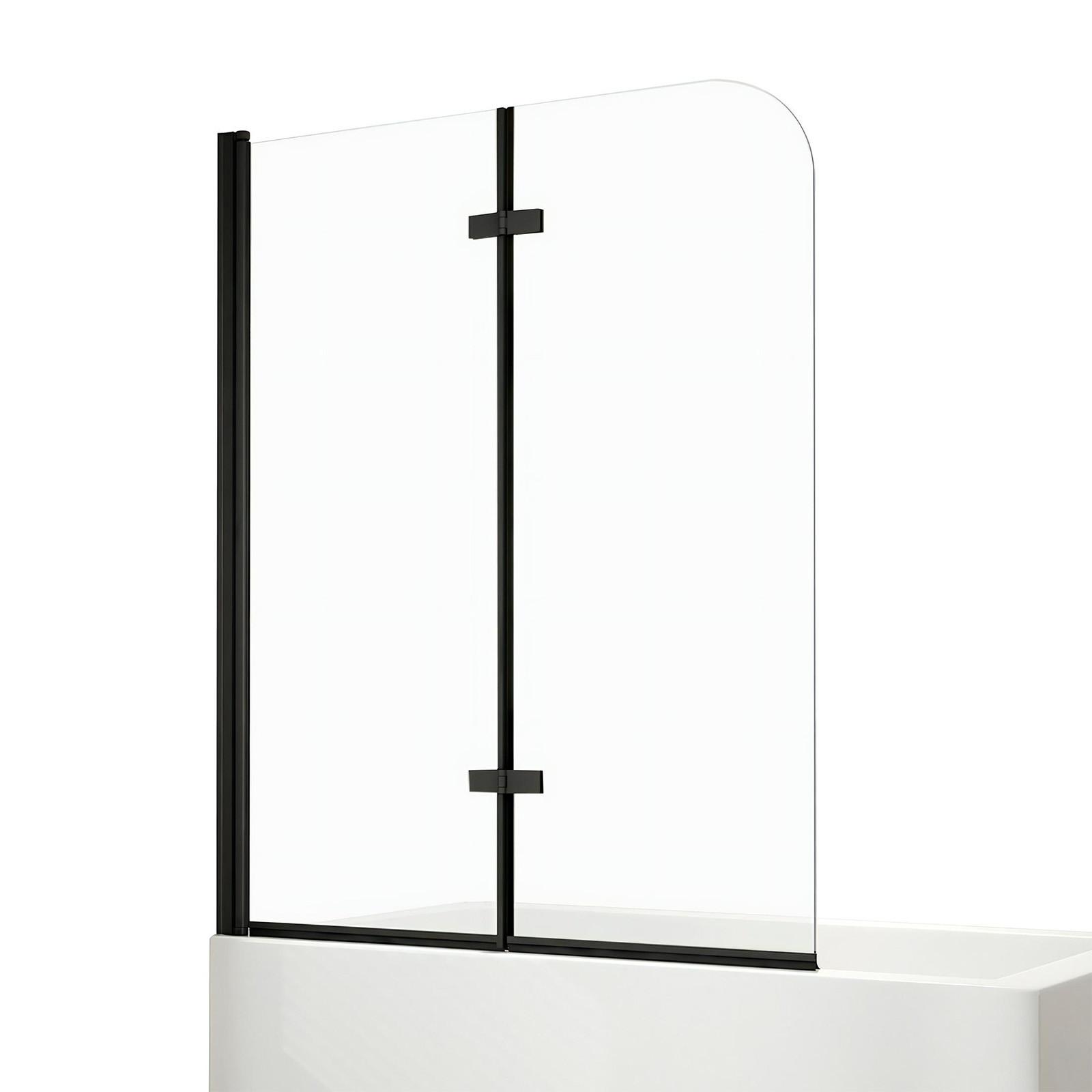 BADEWANNENAUFSATZ 2-teilig faltbar schwarz 120/140 cm - Schwarz, Glas (120/140cm) - EMKE