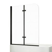 BADEWANNENAUFSATZ 2-teilig faltbar schwarz 120/140 cm - Schwarz, Glas (120/140cm) - EMKE