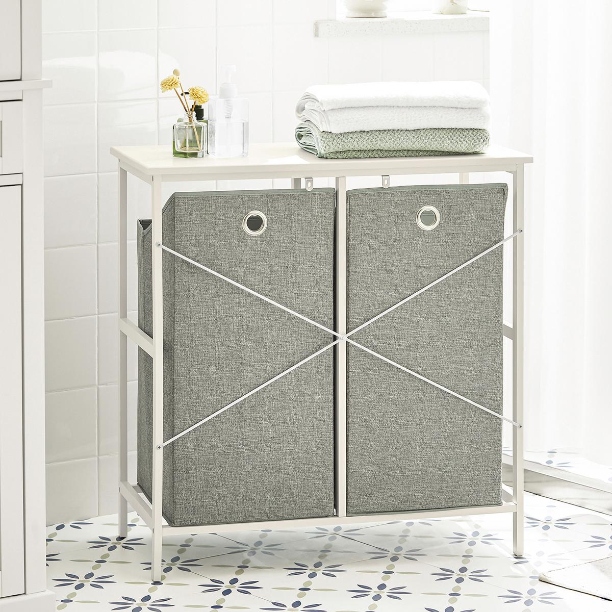WÄSCHESCHRANK Weiß - Weiß, Holzwerkstoff/Metall (77/80/38cm) - SoBuy