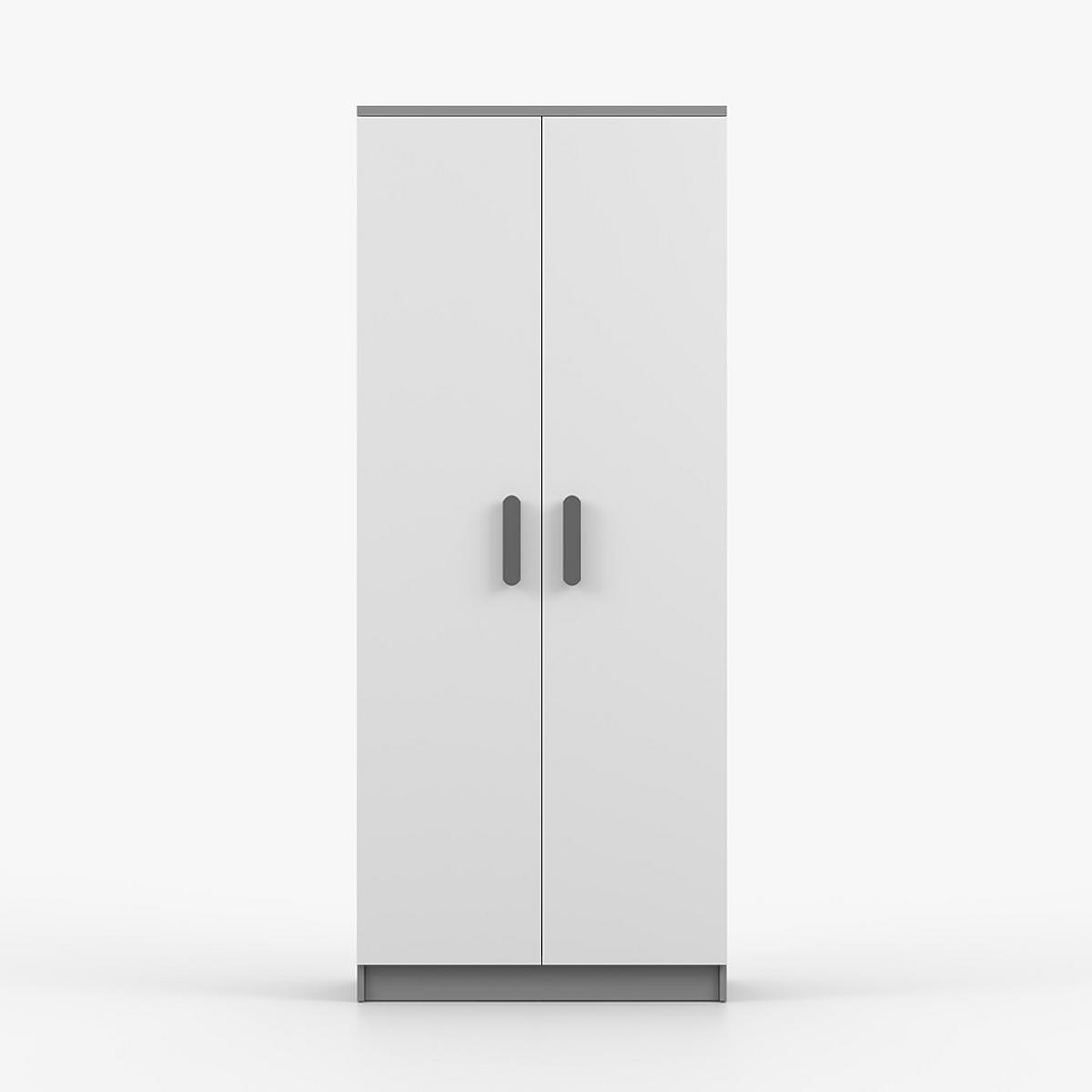 DREHTÜRENSCHRANK 80/192/50 cm 2-türig Jonas II 06 Grau/Weiß + graue Griffe - Weiß/Grau, Holz/Holzwerkstoff (80/192/50cm) - imoebel24