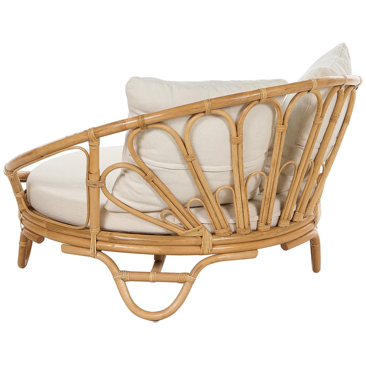 SONNENINSEL 2er-Set Rattan natürlich Auflagen Beige Rossano - Beige/Naturfarben, Naturmaterialien (112/71/110cm) - Beliani