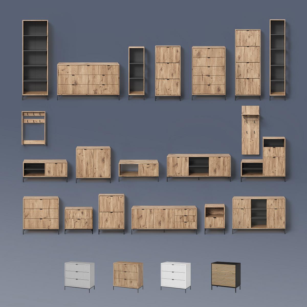 BÜCHERREGAL Aterno Grau mit 5 Fächern - Grau, Holzwerkstoff (36/188/36cm) - Livinity®