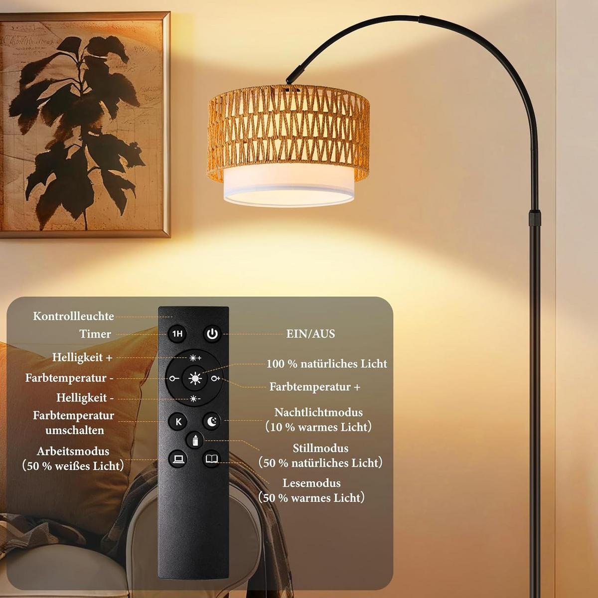 STEHLAMPE Dalyn 32/19/180 cm - Schwarz, Metall (32/19/180cm) - ZMH