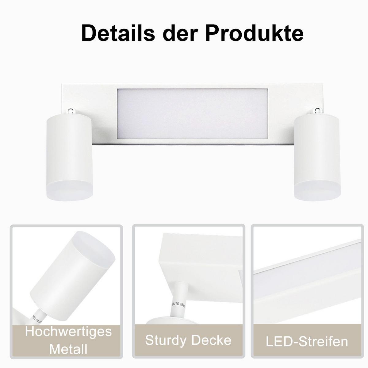 DECKENSTRAHLER Bielefeld 2-flammig 34/8/16.9 cm - Weiß, Metall (34/8/16.9cm) - Nettlife