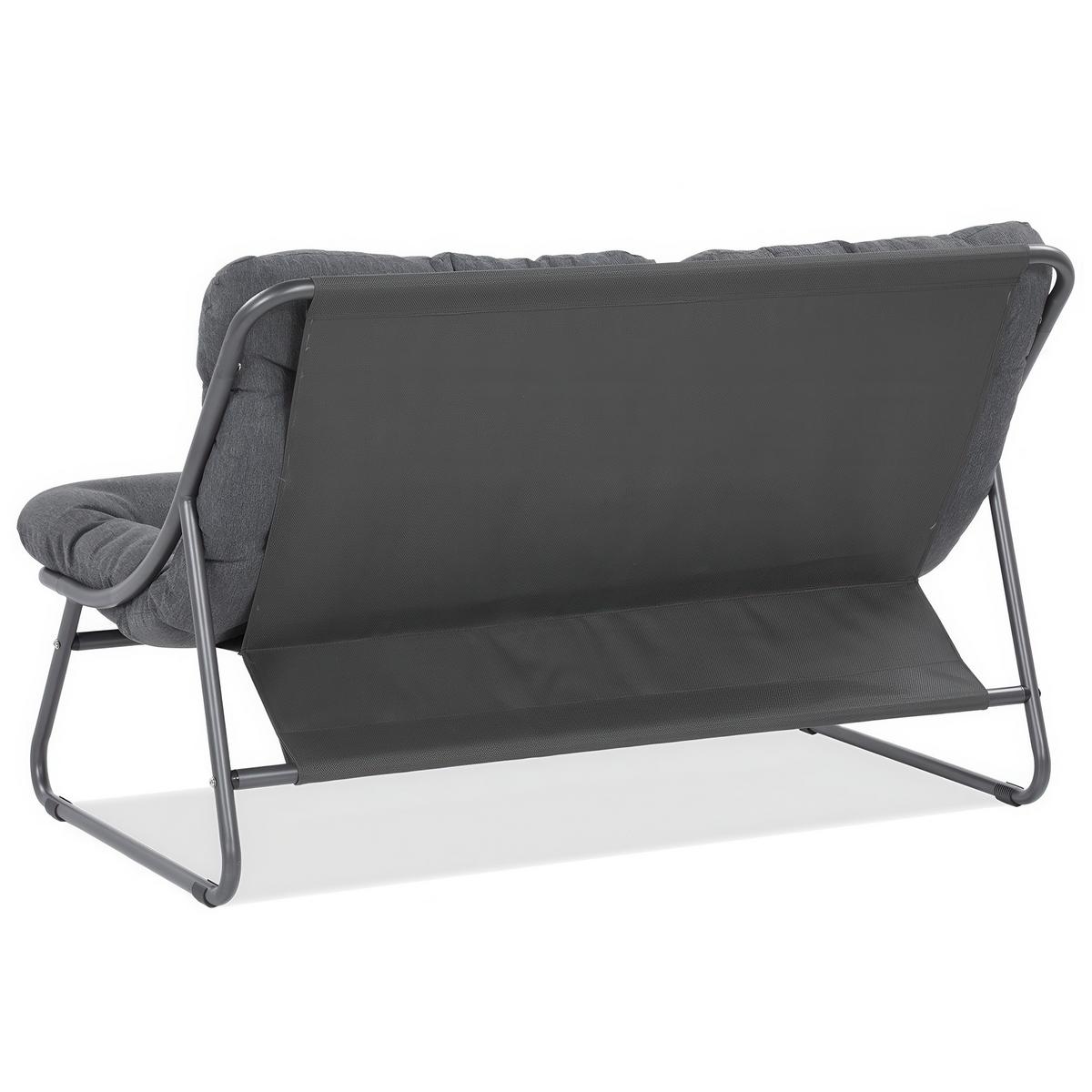 GARTENSET Solaro , aus Metall, 2 Sessel + 2-Sitzer Sofa + Couchtisch, Dunkelgrau - Dunkelgrau, Metall - Beautysofa