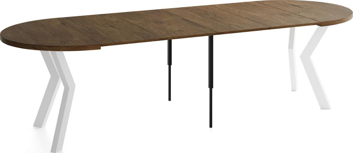 ESSTISCH Savio Weiß rund ausziehbar verlängerbar XXL, Eiche Braun Rustikal 100-300/100/77 cm - Alteiche/Weiß, Holz/Holzwerkstoff (100/300/77cm) - WFL GROUP