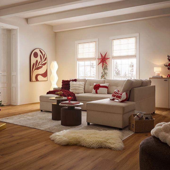 Burgundy Bow Wohnzimmer – Festlich & Elegant