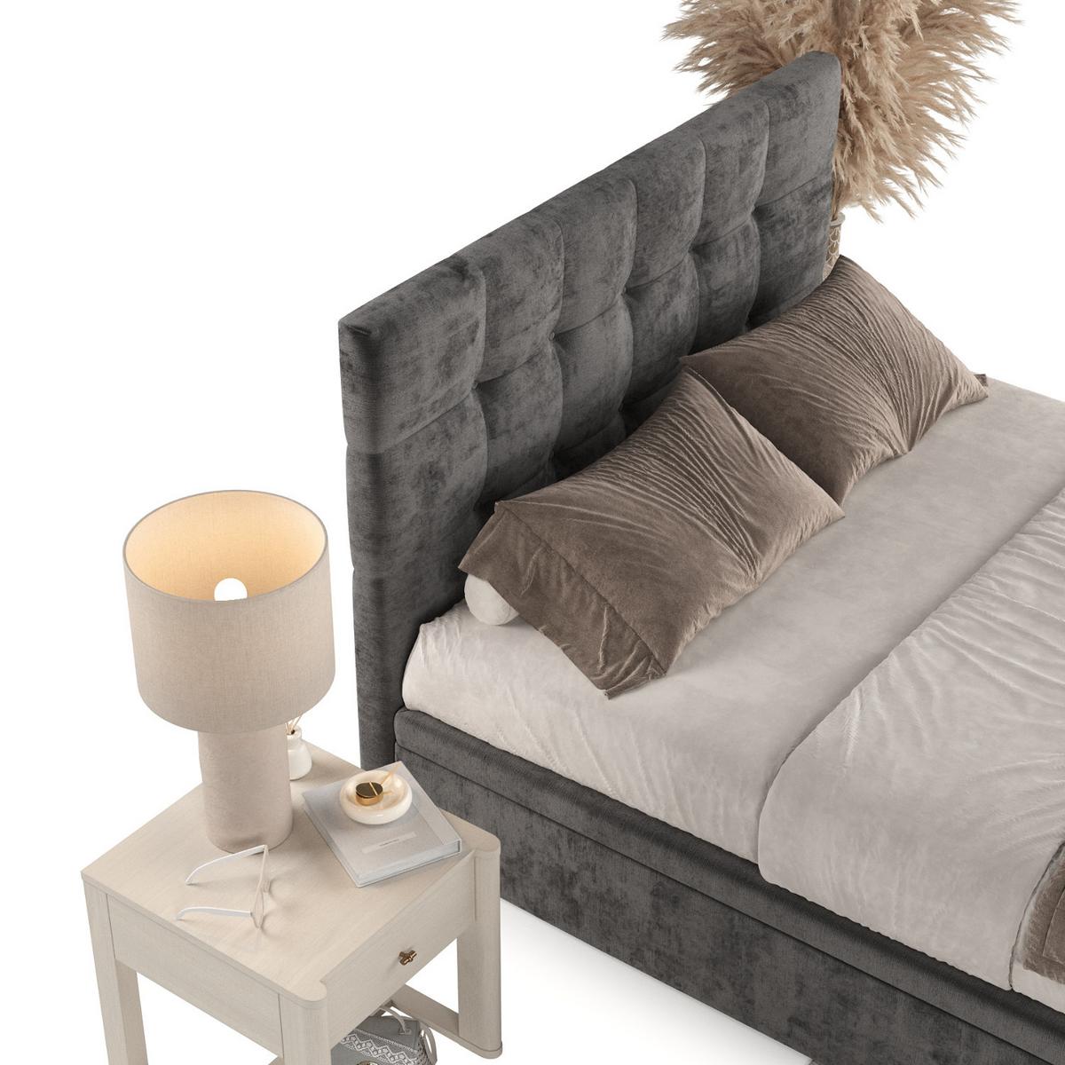 POLSTERBETT Guam mit Stauraum 160/200 cm Stahl im Lotta Stoff - Graphitfarben/Schwarz, Holz/Holzwerkstoff (160/200cm) - AltaBeds