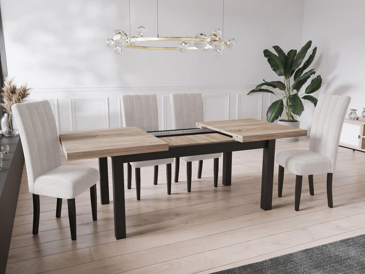 ESSTISCH Gemini rechteckig ausziehbar, Sonoma Eiche 120-160/80/78 cm - Schwarz/Sonoma Eiche, Holz/Holzwerkstoff (80/160/78cm) - WFL GROUP