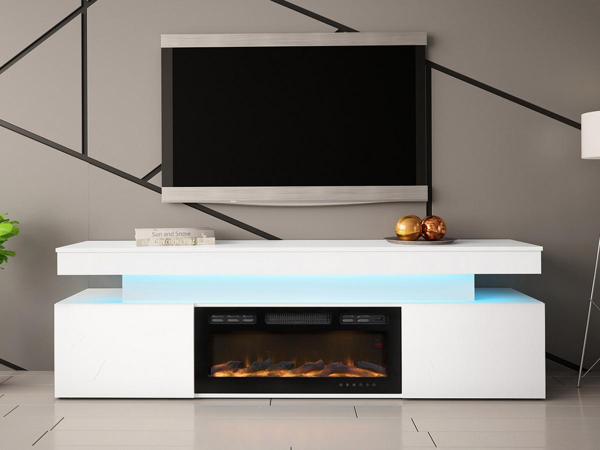 TV-LOWBOARD EF 2D Glossa mit Kamin - Weiß, Holzwerkstoff/Kunststoff (190/59/41cm) - MIRJAN24