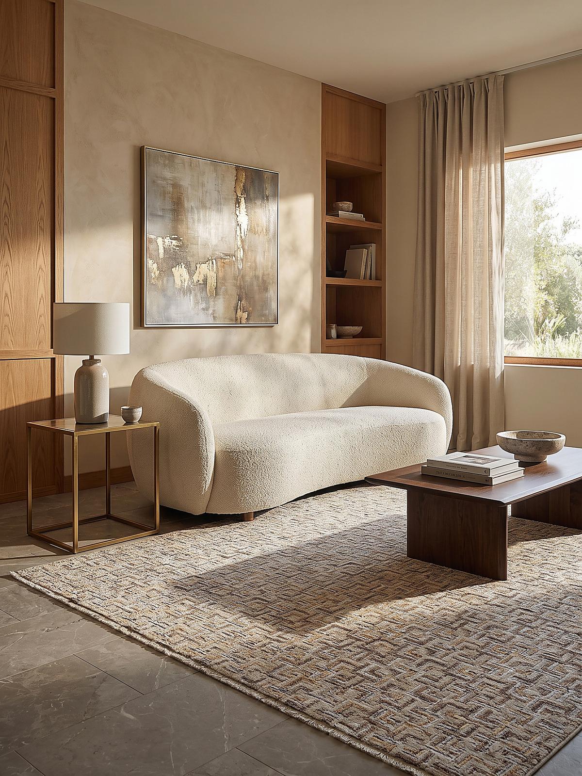 TEPPICH Kurzflor, mit Fransen, EWENNY, in Natur, Mosaik, 200 x 300 cm - Beige, Textil (200/300cm) - KADIMA DESIGN