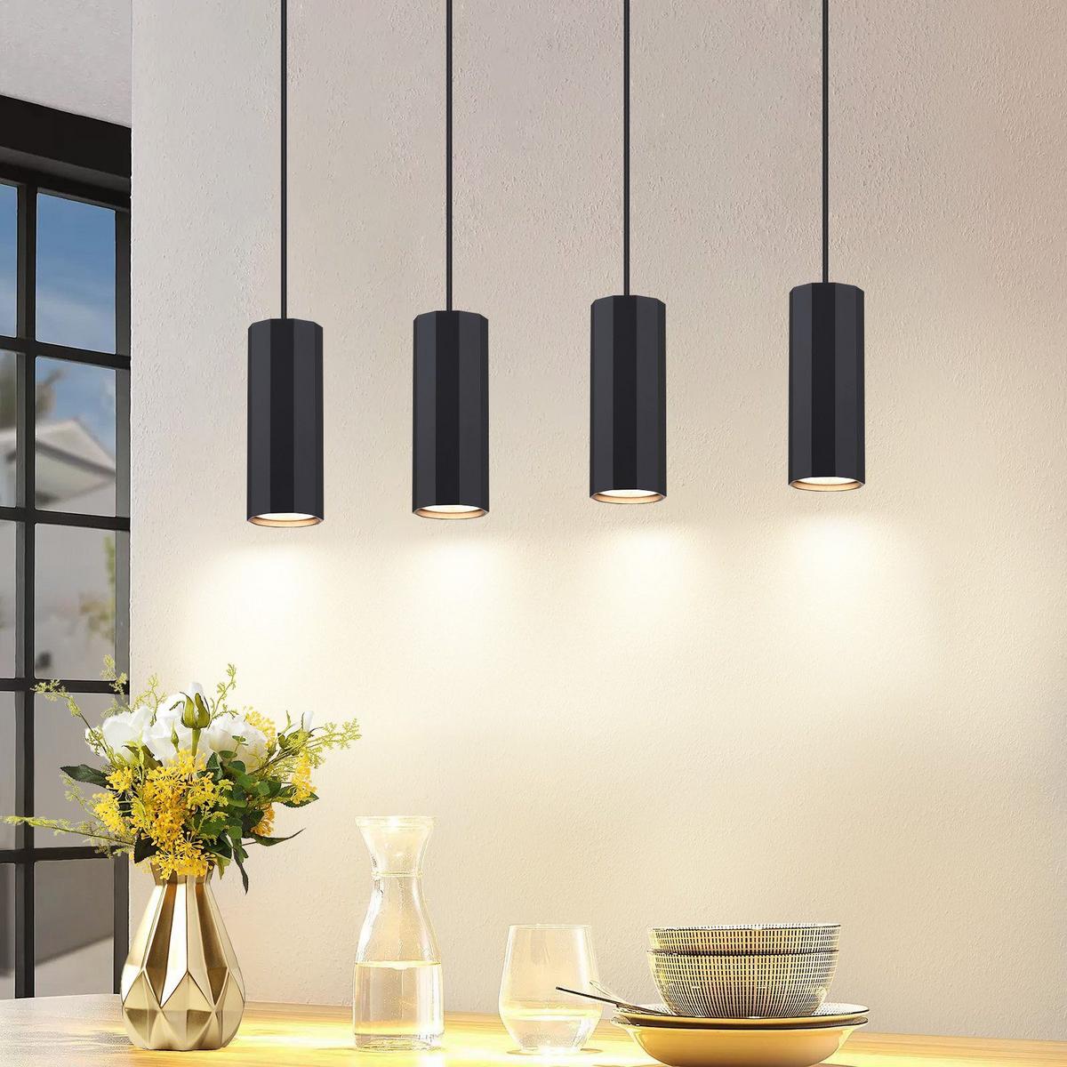 PENDELLEUCHTE Stärke 4-flammig 60/6/170 cm - Schwarz, Metall (60/6/170cm) - Nettlife