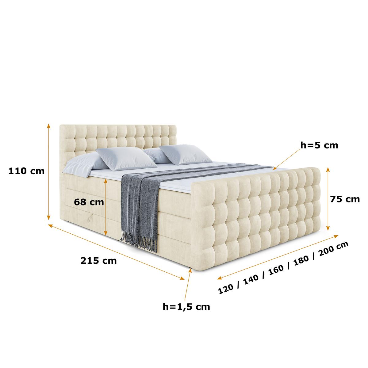 BOXSPRINGBETT VIONE-Z KING - 180 x 200 - H3/H4 - Beige - Beige, Holzwerkstoff (180/200cm) - ALTDECOR