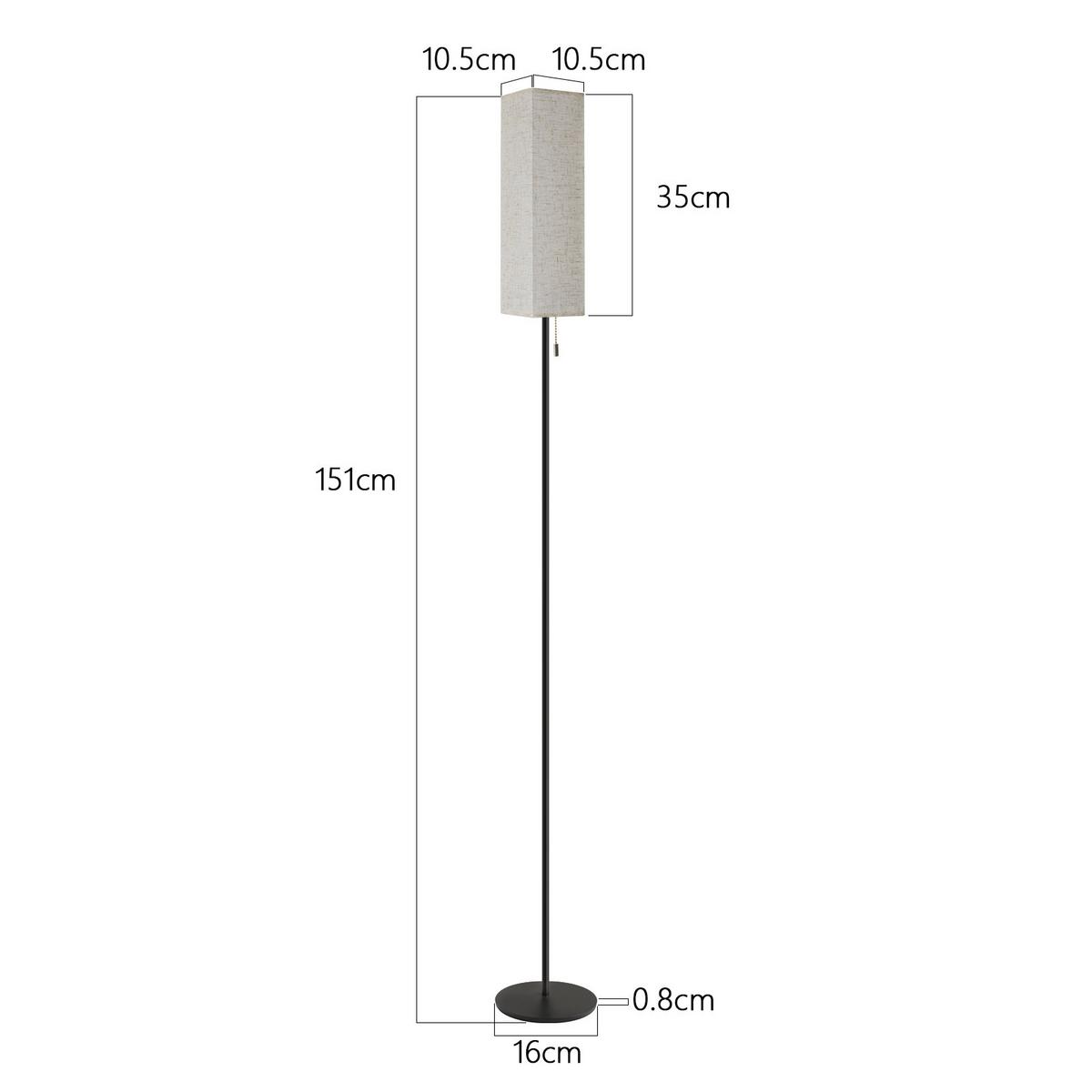 LED STEHLAMPE Hellan 10.5/10.5/151 cm - Schwarz, Textil/Metall (10.5/10.5/151cm) - ZMH