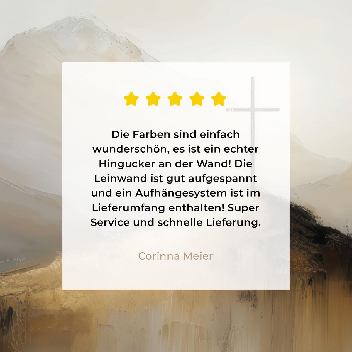 LEINWANDBILD Hügel - Abstrakt - Kreuz - Christentum Wandbild Wohnzimmer 60x80 cm - Beige, Textil (60/80cm) - MuchoWow