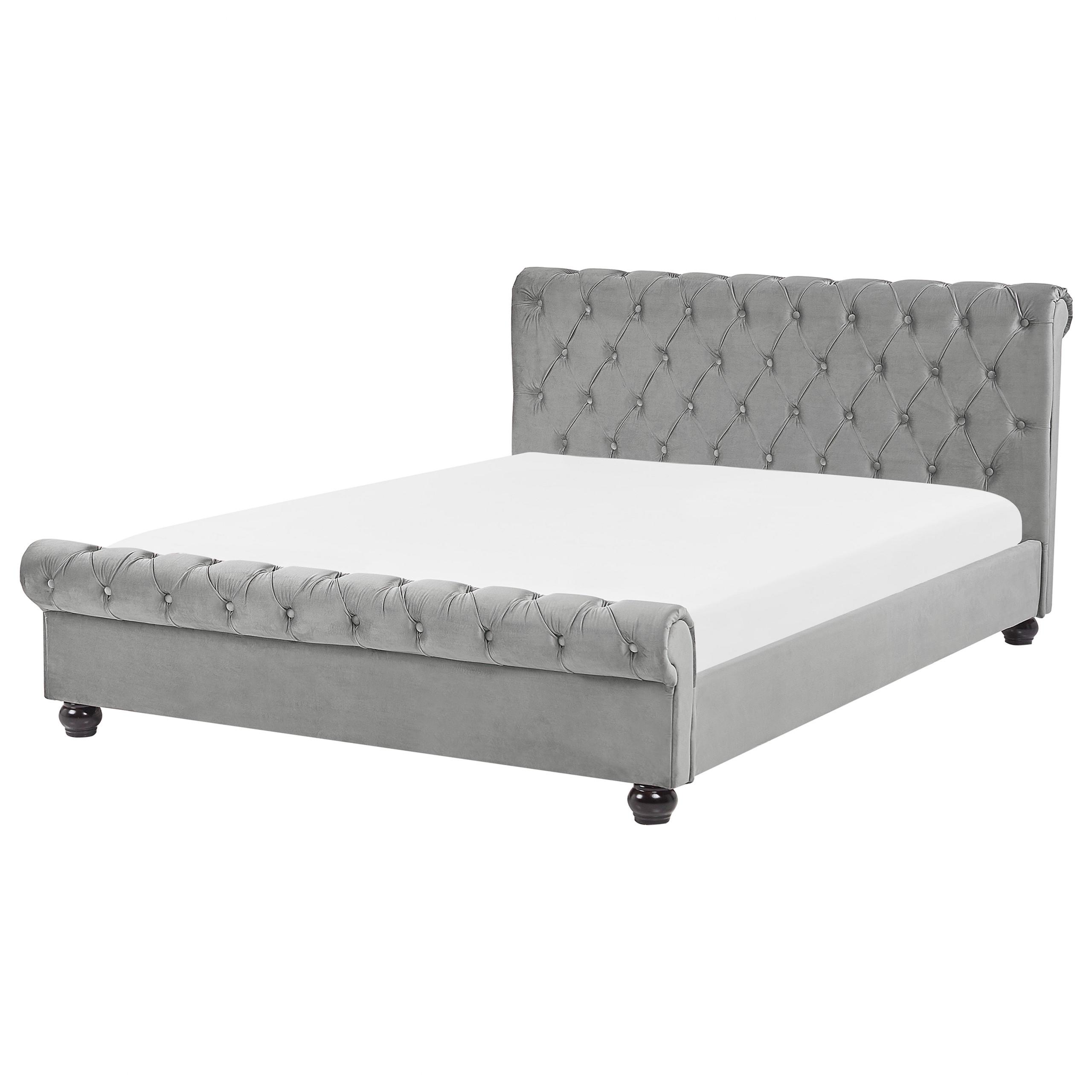 BETT 160/200cm Hellgrau Avallon - Hellgrau, Textil (160/200cm) - Beliani