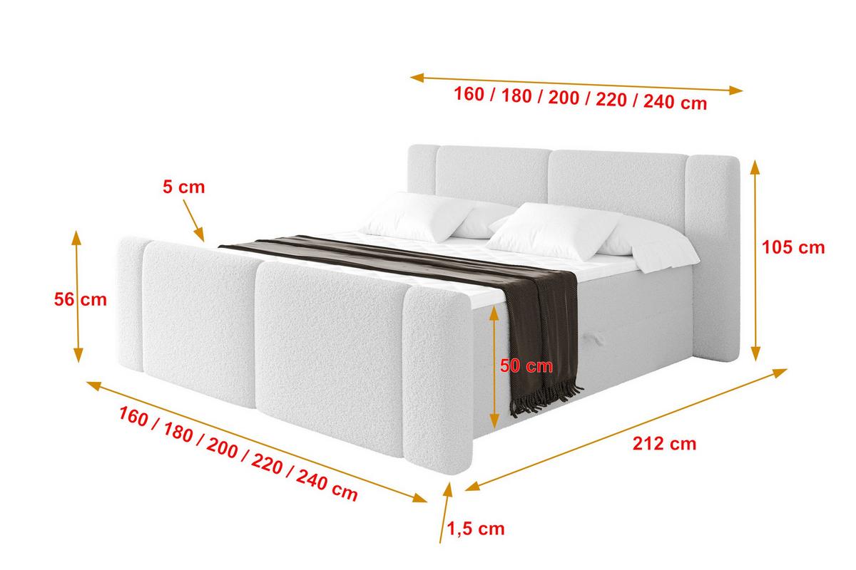 BOXBETT mit Matratze H3 - EVON Zanozek - 180x200 cm Weiß - Weiß, Holzwerkstoff (180/200cm) - ALTDECOR