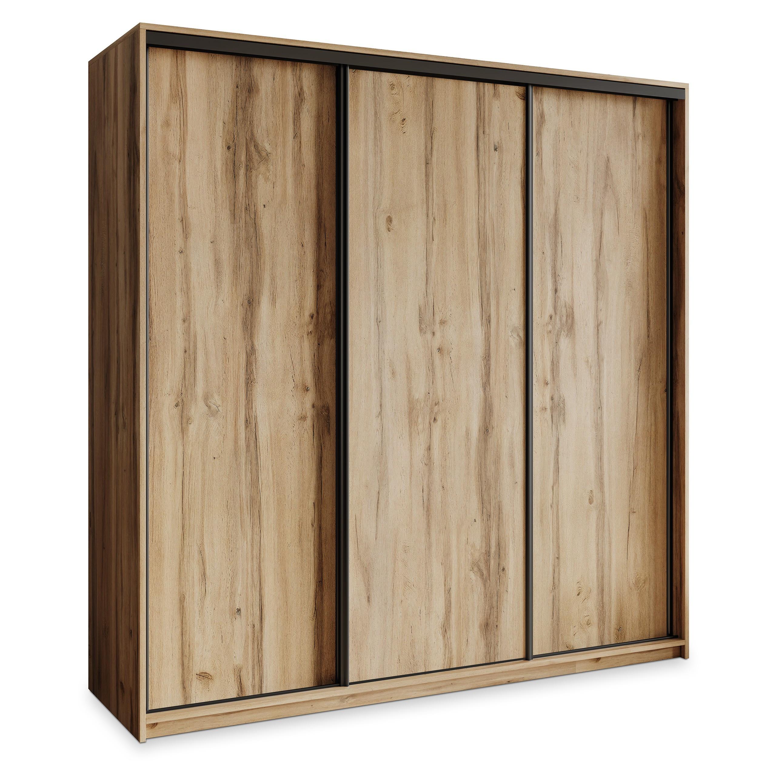 SCHWEBETÜRENSCHRANK NISSE 200/205/60 cm 3-türig Eiche Wotan - Eiche Wotan, Holzwerkstoff (200/205/60cm) - MASSENO