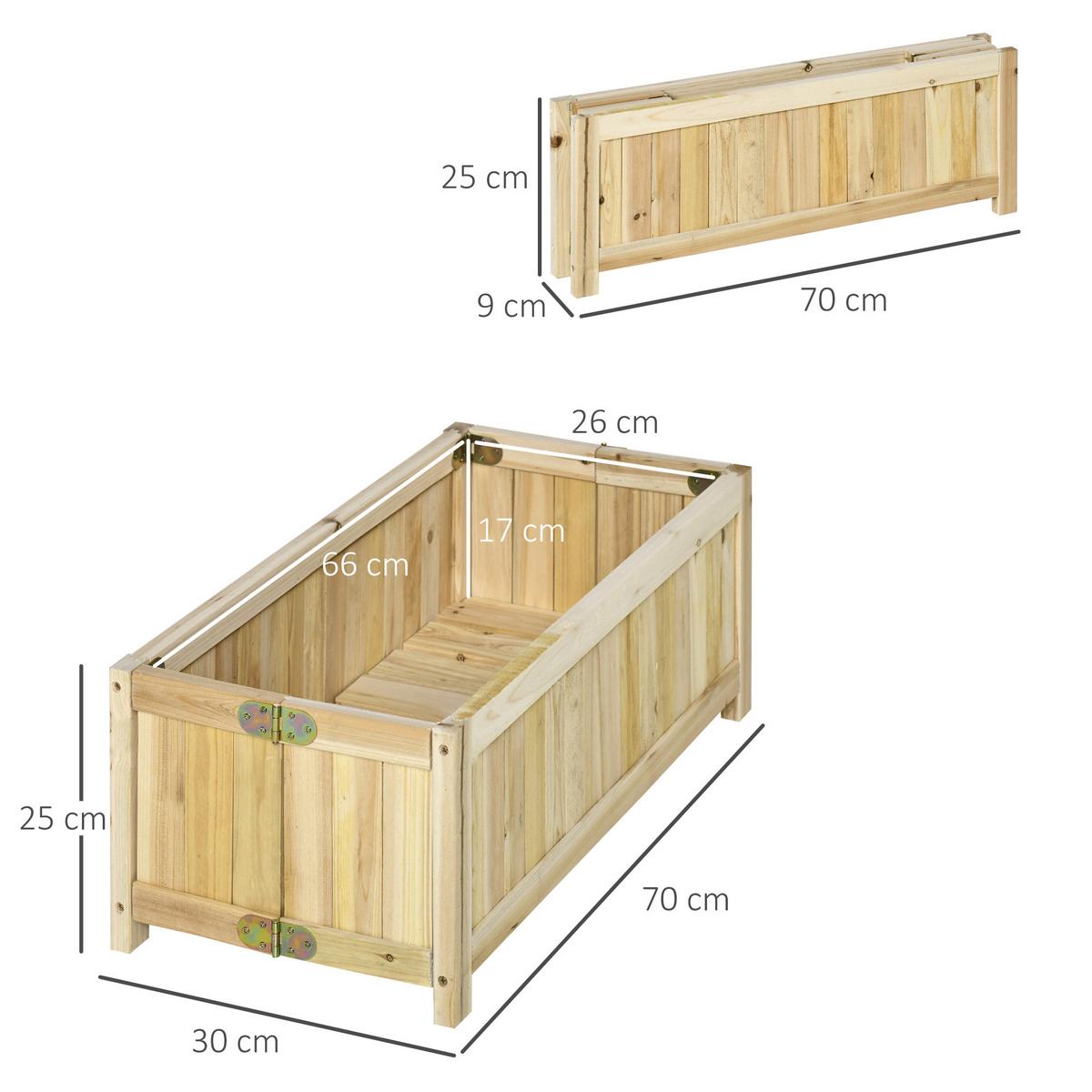 HOCHBEET, Naturfarben - Naturfarben, Holz (30/25/70cm) - Outsunny