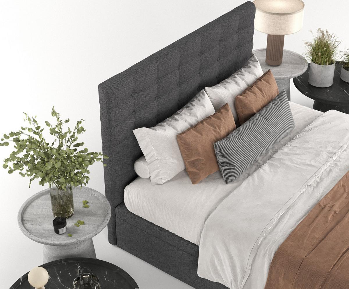 POLSTERBETT Callo mit Stauraum 120/200 cm Anthrazit im Megan Stoff - Anthrazit/Schwarz, Holz/Holzwerkstoff (120/200cm) - AltaBeds