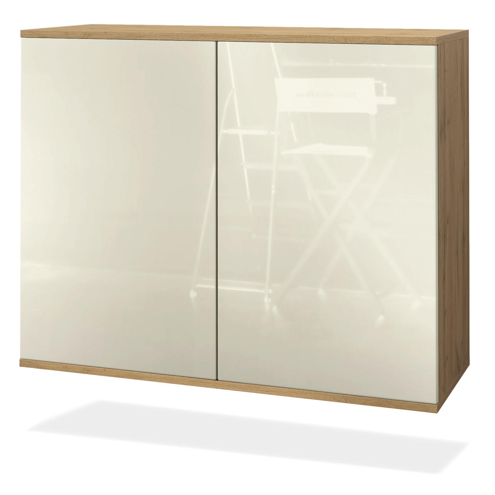 KOMMODE Skadu Creme Hochglanz - Creme, Holzwerkstoff (92.5/73.5/35cm) - Vladon