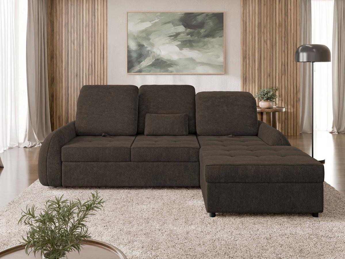ECKSCHLAFSOFA Soreno, Seite: Rechts - Dunkelbraun/Schwarz, Holz/Kunststoff (176/255cm) - MIRJAN24