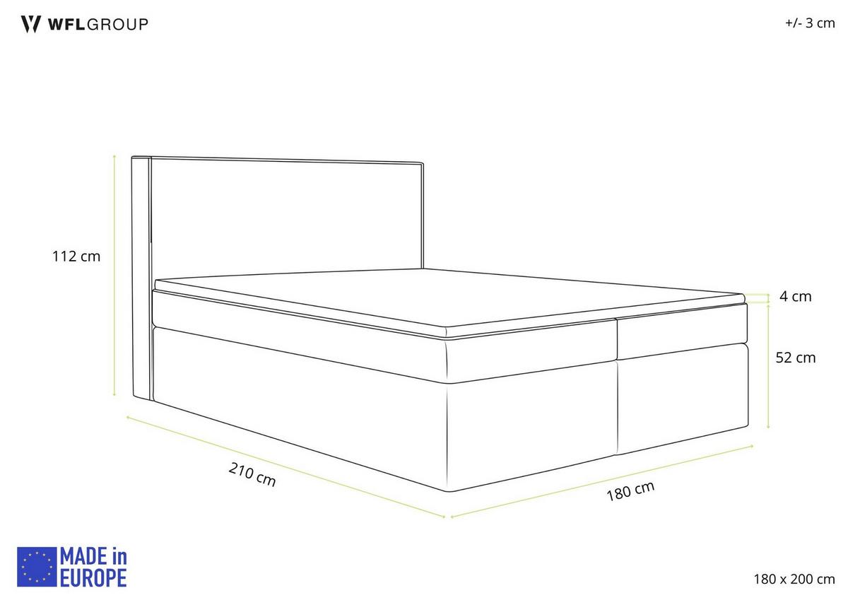 BOXBETT Terra mit Bettkasten, Boucle Grau 180/200 cm – 7-Zonen Taschenfederkern-Matratze & Komfortschaum-Topper - Hellgrau, Kunststoff/Textil (180/200cm) - WFL GROUP