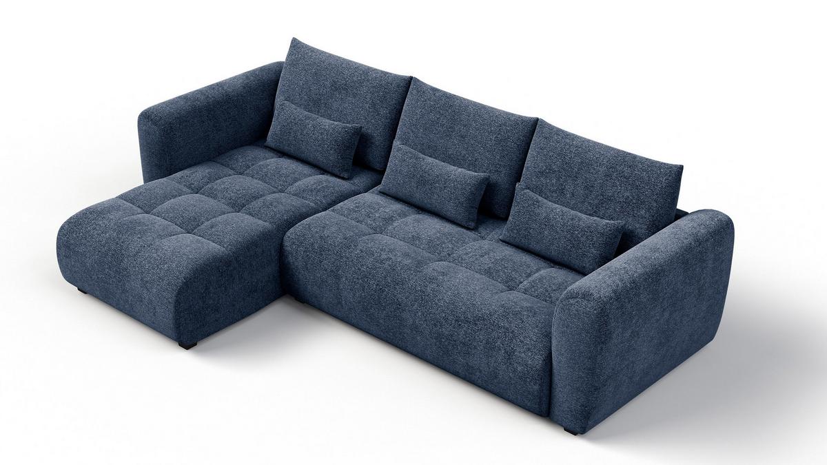 ECKSOFA SORENO 4-Sitzer, dunkelblau - Schwarz/Dunkelblau, Holz/Textil (293/171cm) - Wozimo