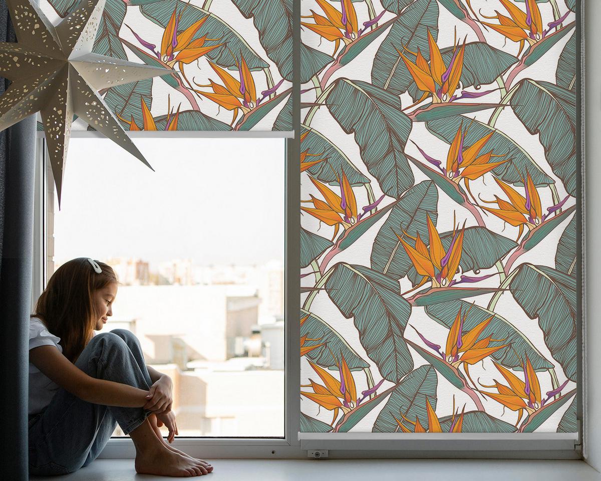 INNENROLLO - Fensterrollo - Rollo - 120x140 cm - Grüne Blätter - Grün, Kunststoff (120/140/0.5cm) - TULUP