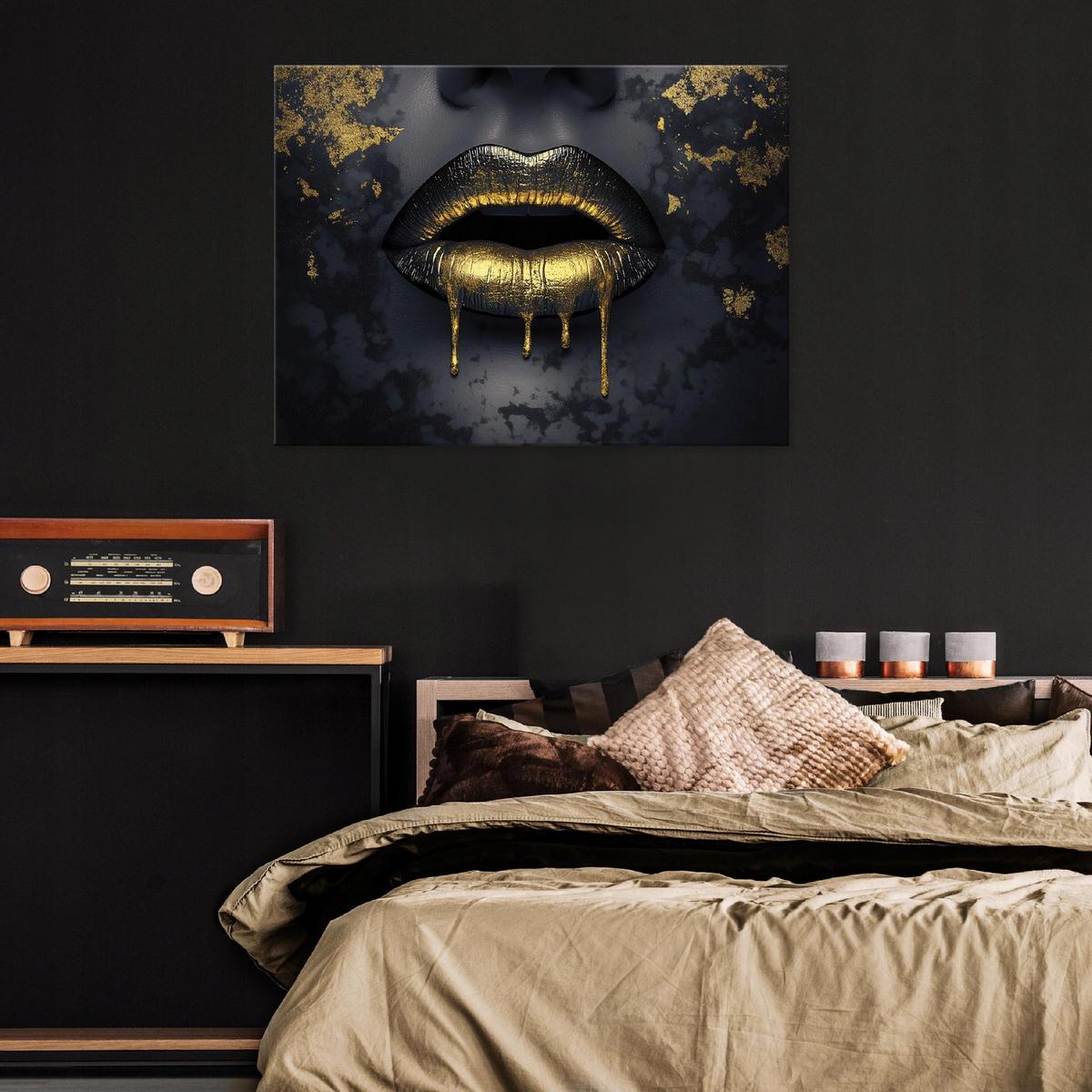 LEINWANDBILD Abstrakt Frau Gold Schwarz Modern 100x70 - Multicolor, Holzwerkstoff (100/70cm) - Wallarena