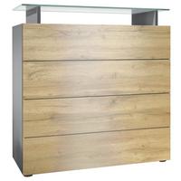 KOMMODE Pavos Eiche Evoke - Eichefarben, Holzwerkstoff (76/80/33cm) - Vladon