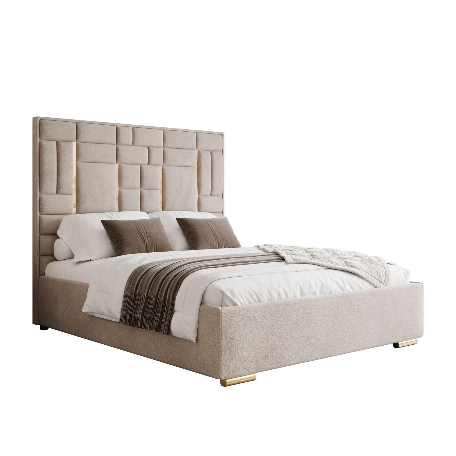 POLSTERBETT BRIGITTE GOLD mit Bettkasten 140x200 cm Element 17 - Beige, Textil (140/200cm) - Lookway
