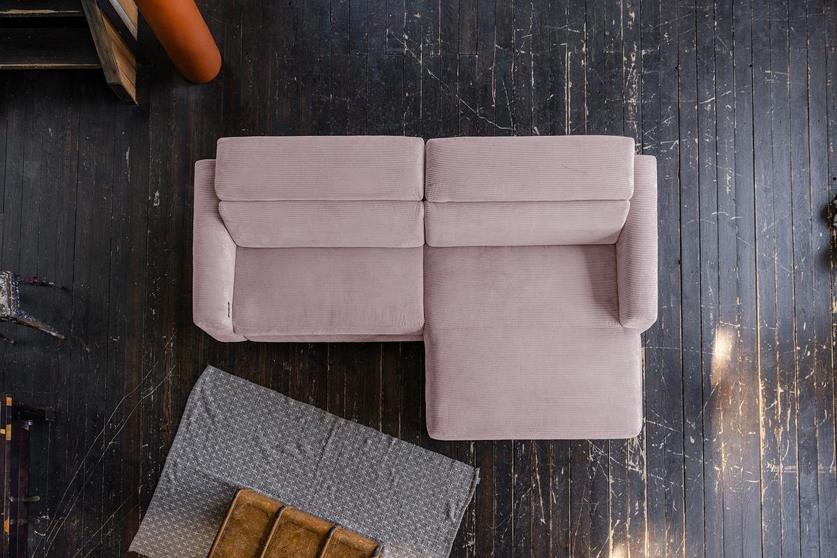 ECKSOFA LAISKA Pink Cord - Schwarz/Rosa, Textil/Metall (282/177cm) - KAWOLA