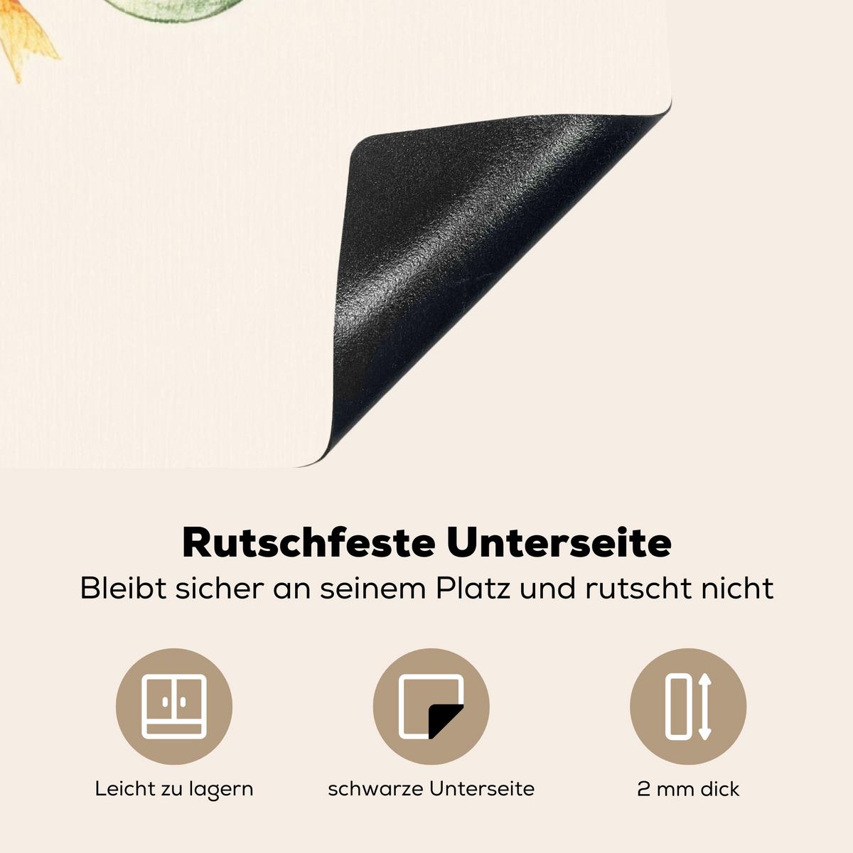HERDABDECKPLATTE Osterkuchen - Schleife - Eier Induktionsmatte 78x78 cm - Creme, Kunststoff (78/78/0.2cm) - MuchoWow