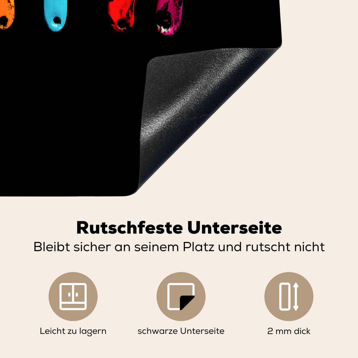 HERDABDECKPLATTE Löffel - Gewürze - Modern - Graffiti - Farbe - Farbenfroh Induktionsmatte 78x78 cm - Multicolor, Kunststoff (78/78/0.2cm) - MuchoWow