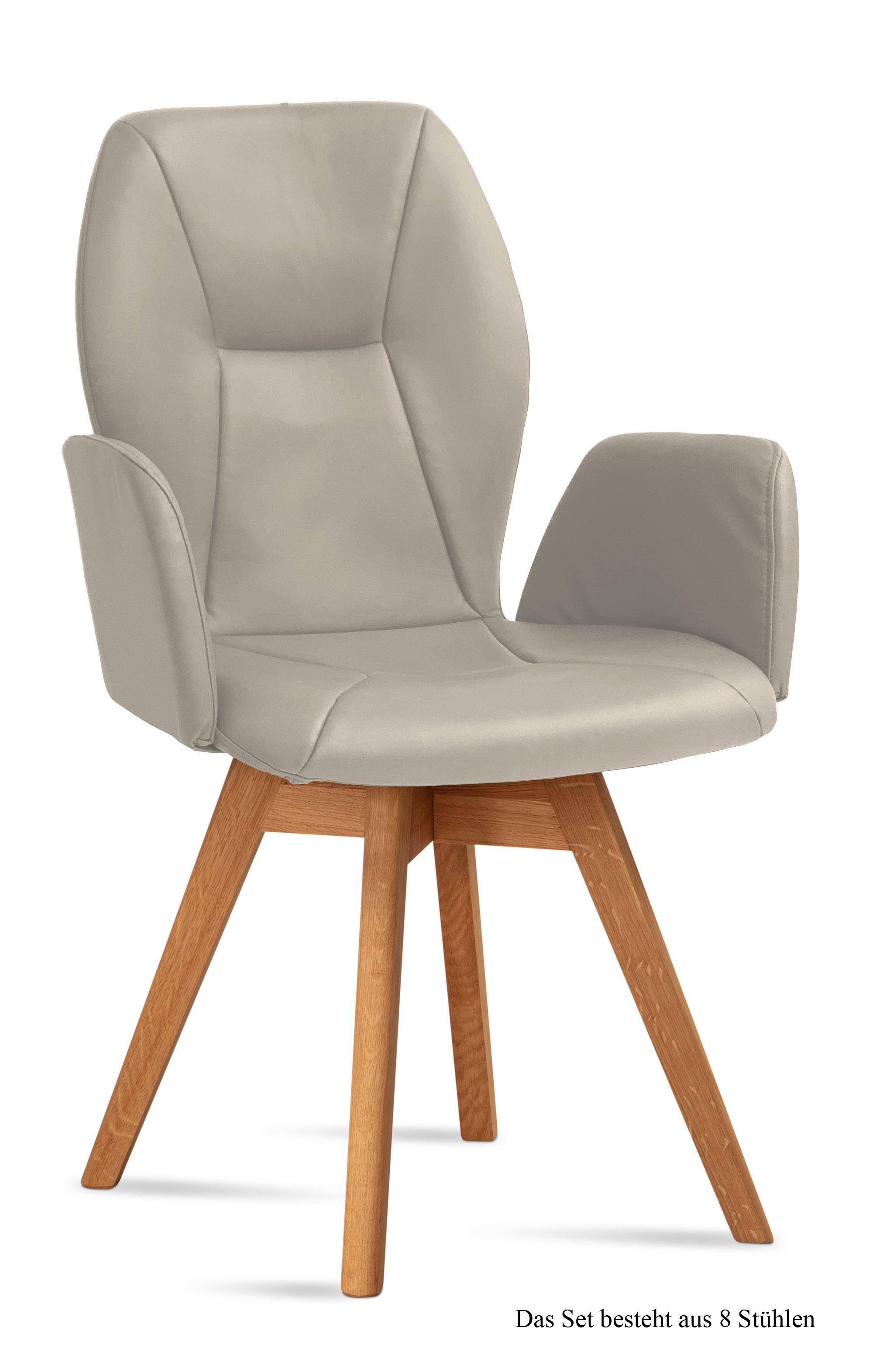 ARMLEHNSTUHL drehbar (8er-Set) Draia 58x92x60 Eiche geölt/Natur - Eichefarben/Naturfarben, Kunststoff (60/92/58cm) - 58aufmkessel