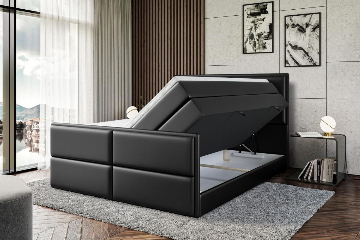 BOXSPRINGBETT AURA-Z KING - 140 x 200 - H3/H4 - Schwarz Hochglanz - Schwarz Hochglanz, Holzwerkstoff (140/200cm) - ALTDECOR