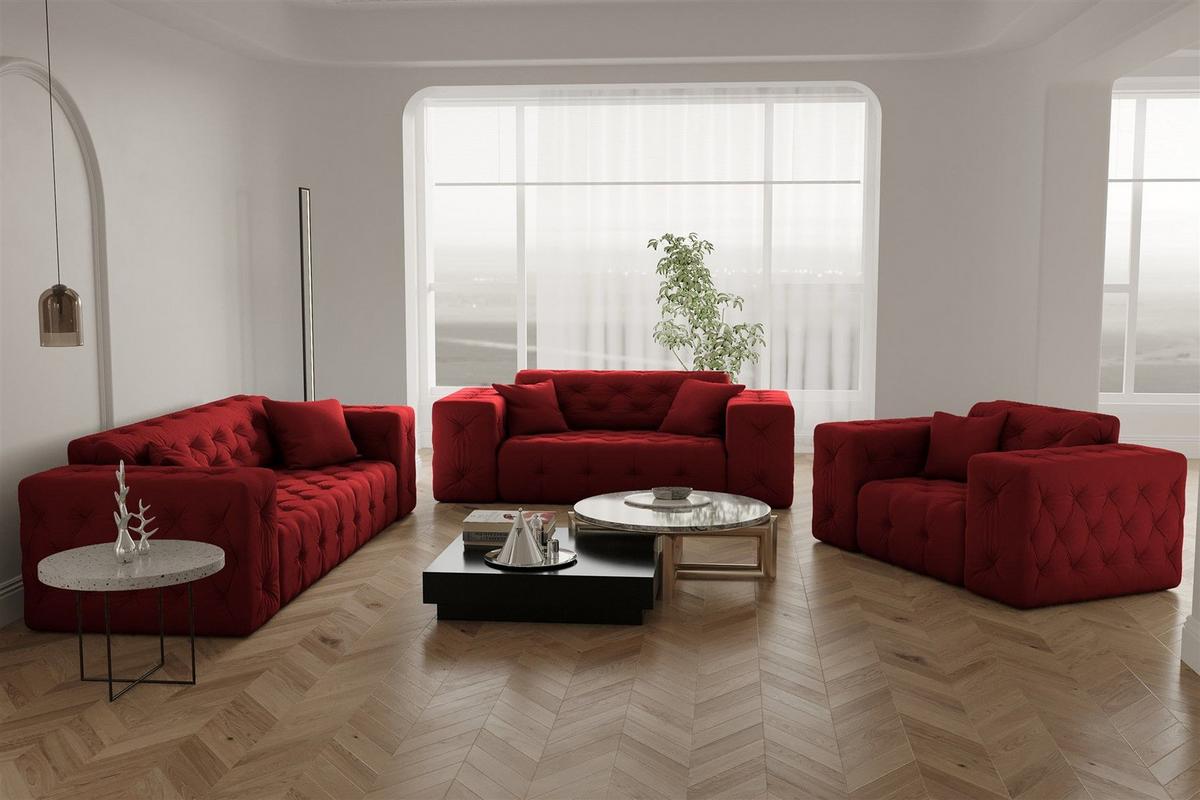 ECKSOFA Chantal - Rot, Holzwerkstoff/Textil (246/246cm) - Fun Möbel