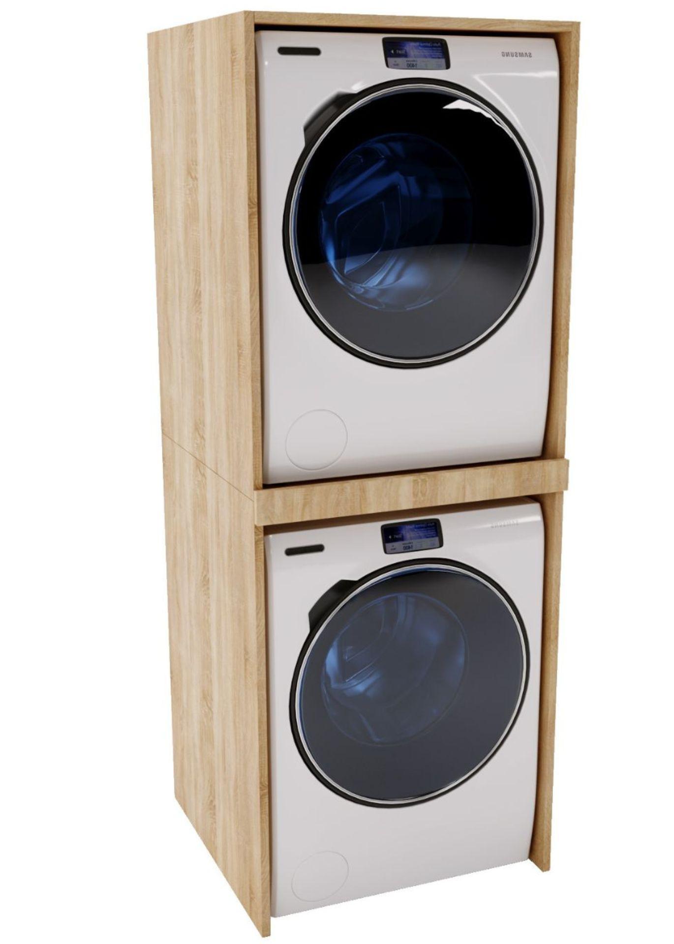 WASCHMASCHINENSCHRANK für Waschmaschine & Wäschetrockner 66/180/65 - Beige, Holzwerkstoff (66/180/65cm) - RAUMHIRSCH FURNITURE