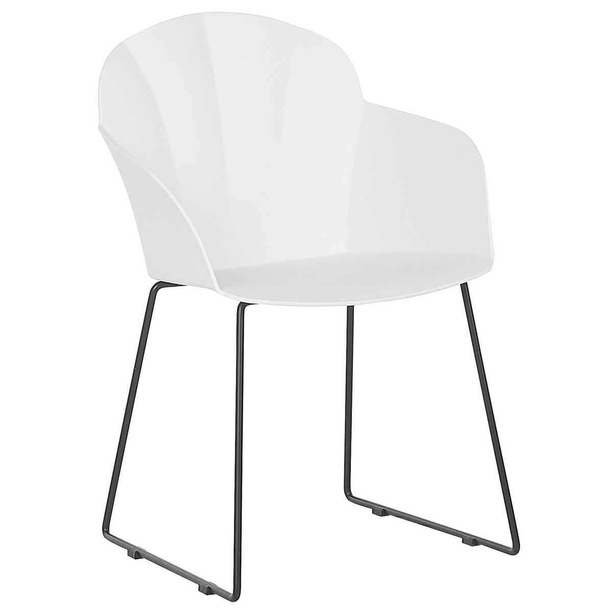 ESSZIMMERSTUHL 2er-Set Kunststoff Weiß Sylva - Weiß, Kunststoff/Metall (58/85/54cm) - Beliani