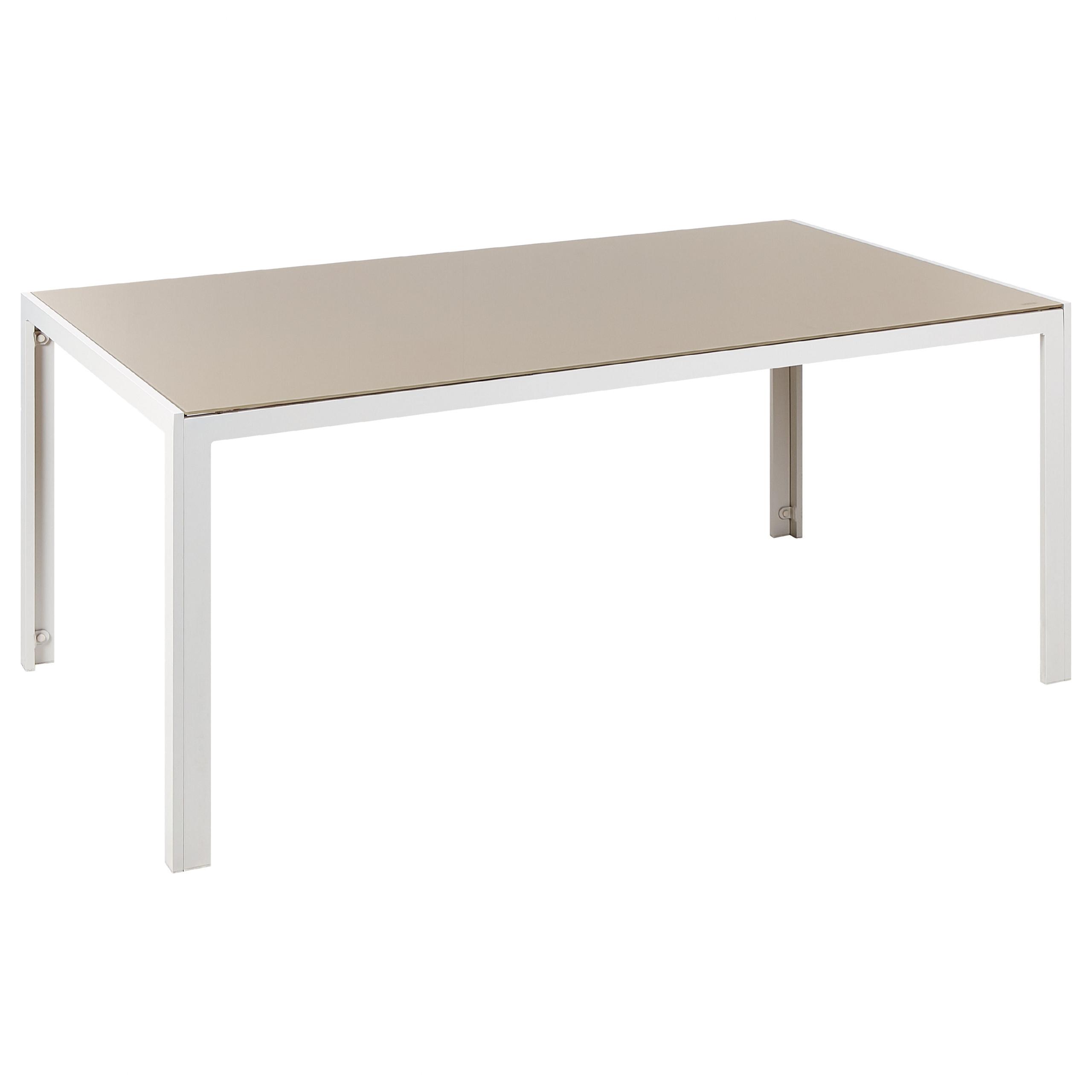 GARTENTISCH Glas beige 160/90 cm Catania - Beige, Glas (91/160/71cm) - Beliani