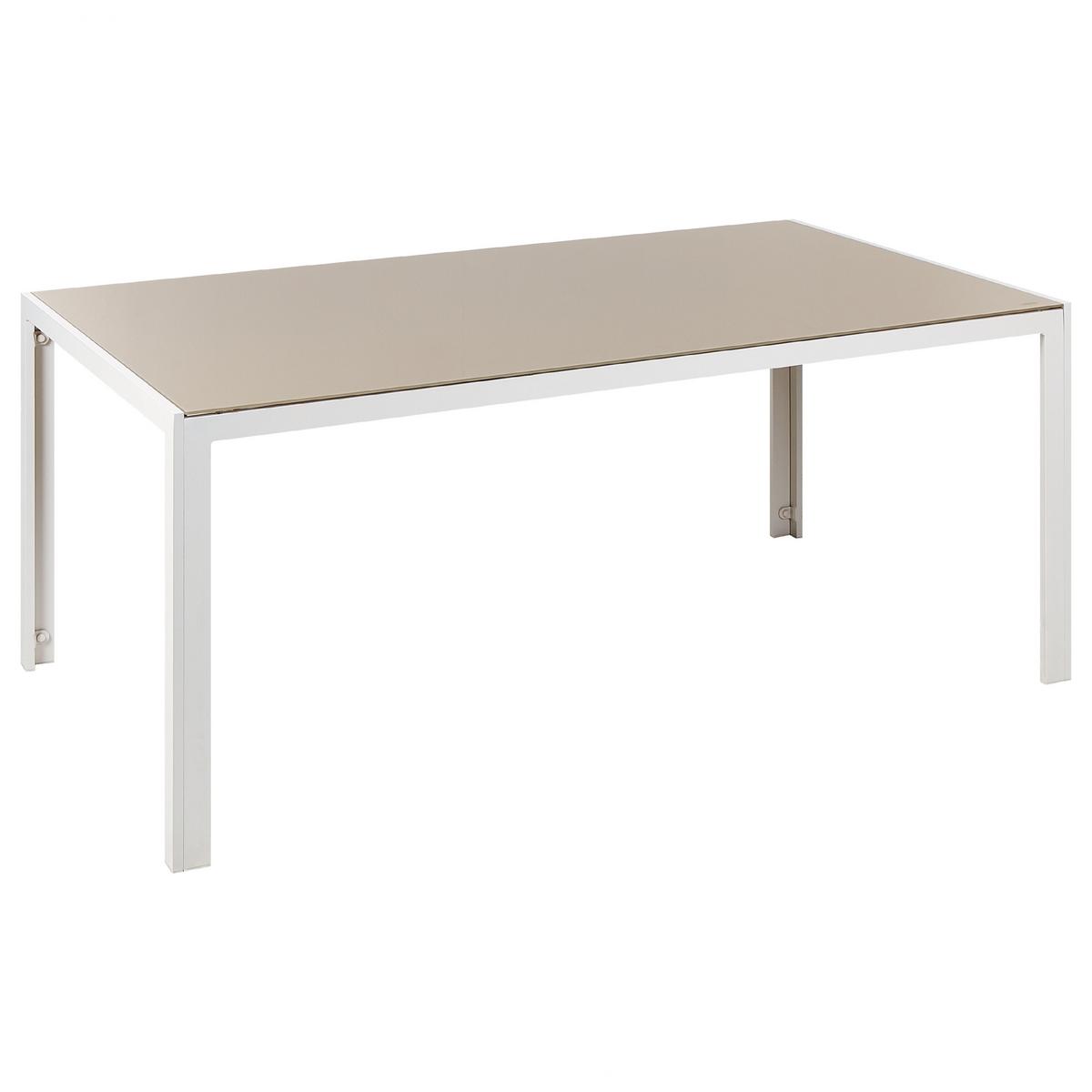GARTENMÖBEL SET 6-Sitzer Aluminium beige Catania - Beige/Weiß, Metall - Beliani