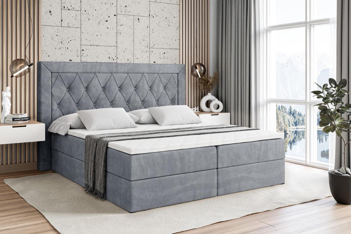 BOXBETT mit H4-Matratze und Lattenrost - NOEL - 140x200 Grau - Grau, Holzwerkstoff (140/200cm) - ALTDECOR