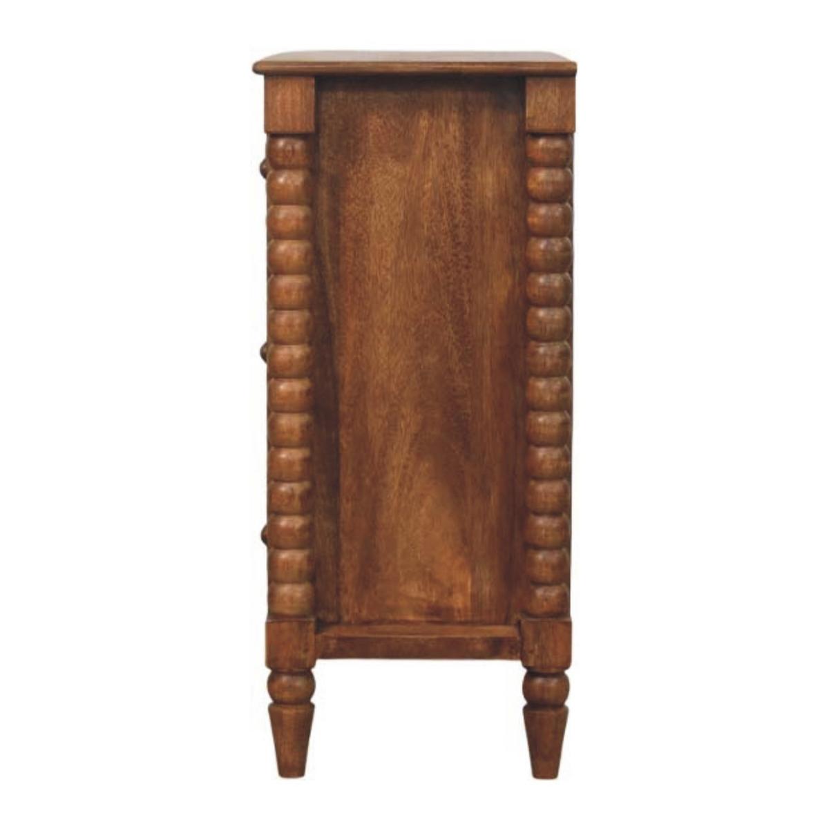 KOMMODE Spindel, 3 Schubladen, Hellbraun - Hellbraun/Messingfarben, Holz/Metall (80/80/35cm) - Artisan Furniture
