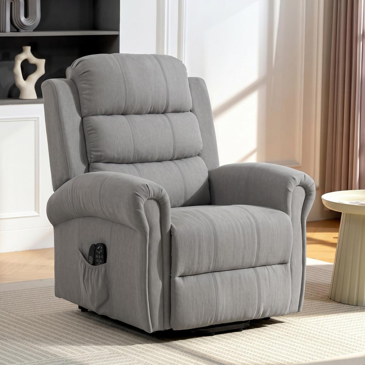 RELAXSESSEL Polyester Hellgrau - Hellgrau/Schwarz, Textil/Metall (87/108/87.5cm) - HOMCOM
