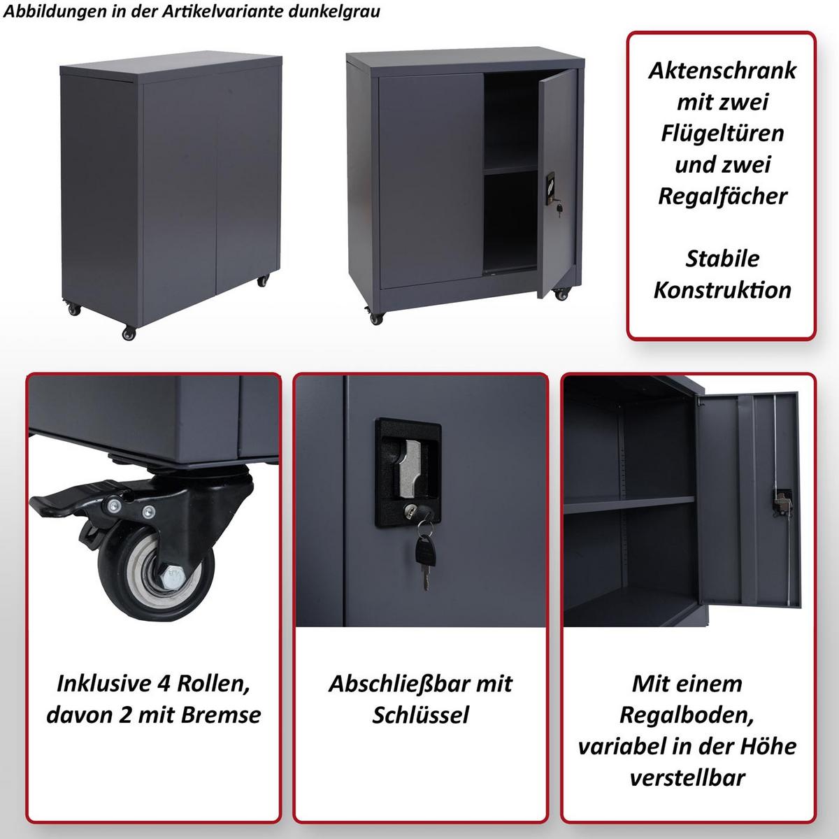 AKTENSCHRANK Dunkelgrau - Dunkelgrau, Metall (80/98/40cm) - MCW