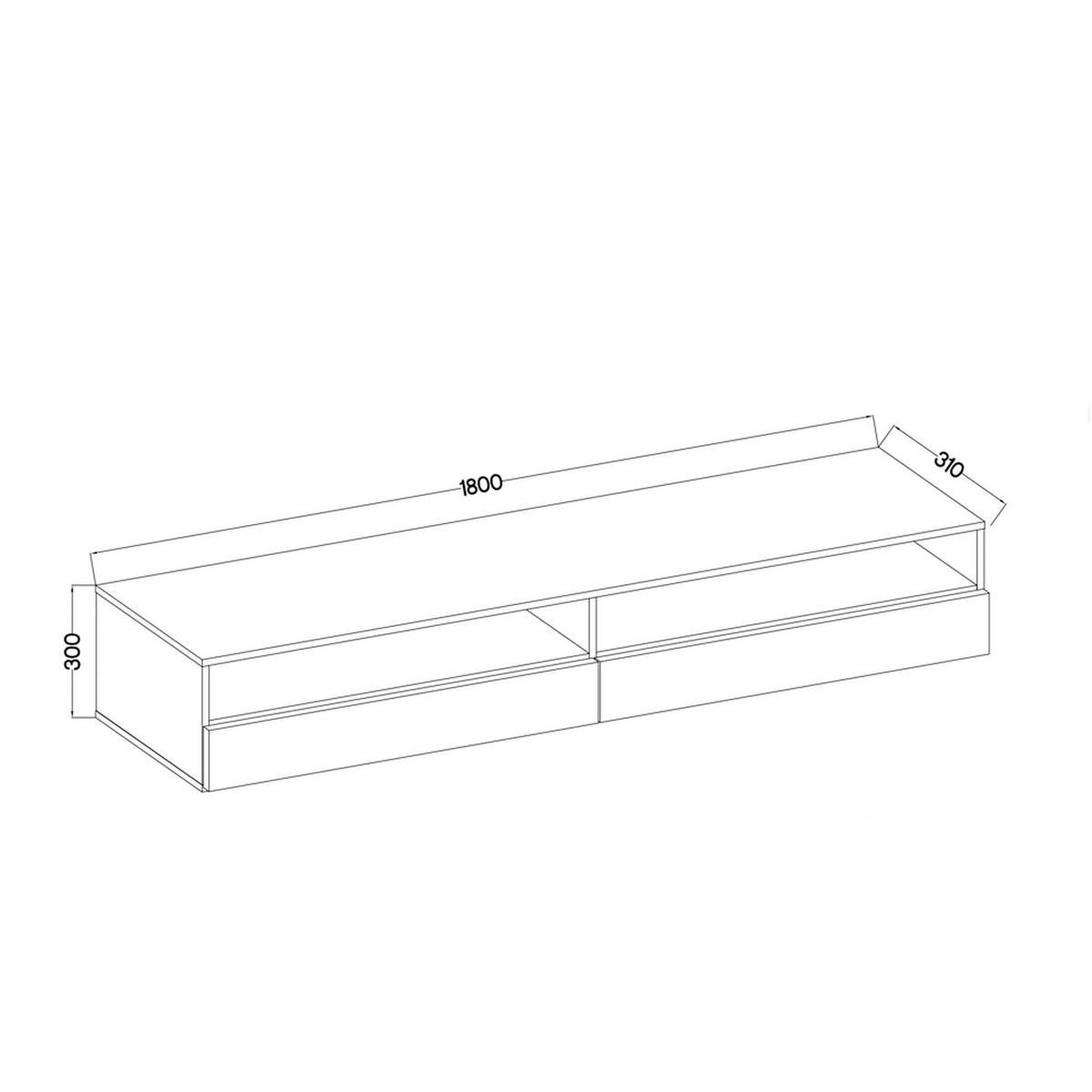 TV-LOWBOARD Rednaw Weiß Matt/Grau Hochglanz mit LED, 180 cm - Weiß/Grau, Holzwerkstoff (180/30/31cm) - Selsey