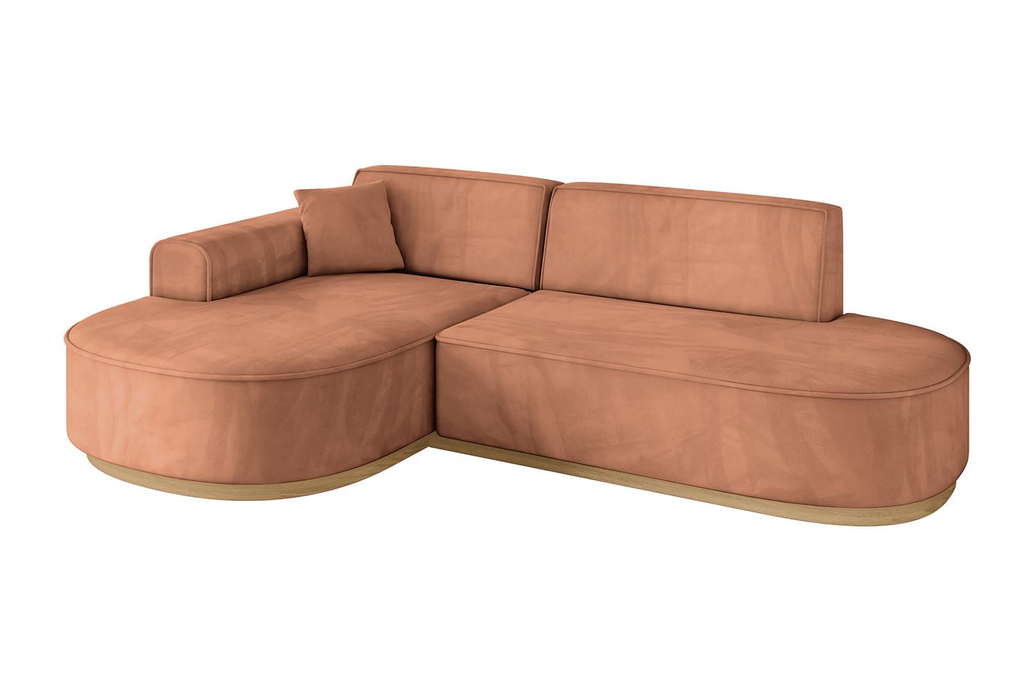 ECKSOFA Ottomane Links MARI-L1-v2 - 243x171x83 cm Orange Velours - Orange, Holzwerkstoff/Textil (243/171cm) - ALTDECOR