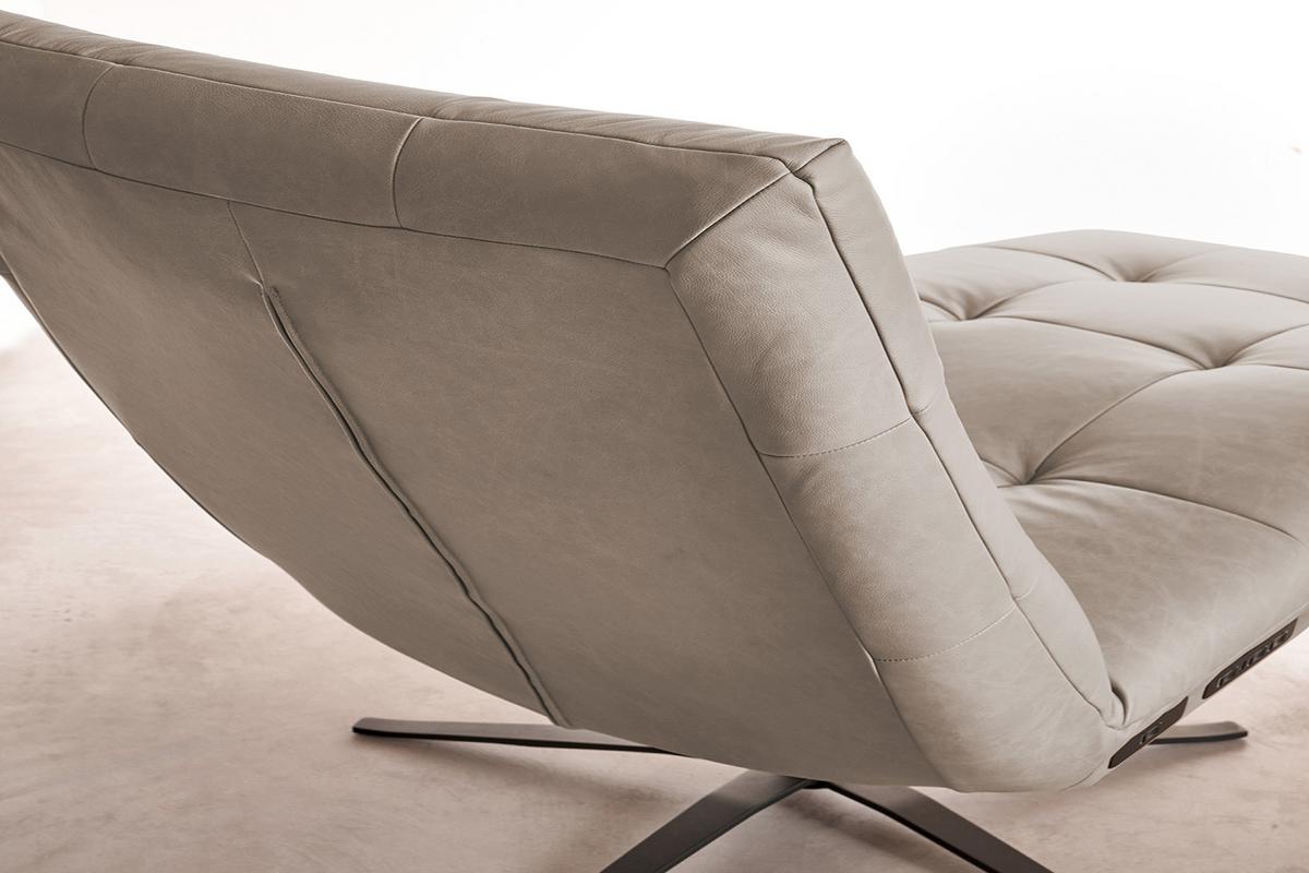 RELAXLIEGE LETICIA Grau Leder Drehbar (360°), Relaxfunktion - Schwarz/Grau, Leder/Metall (82/115/156cm) - KAWOLA